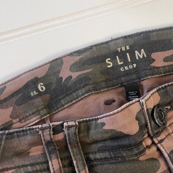 White House Black Market Camo Jeans The Slim Crop Zipper Bottoms Size Womens 6 - Picture 4 of 9